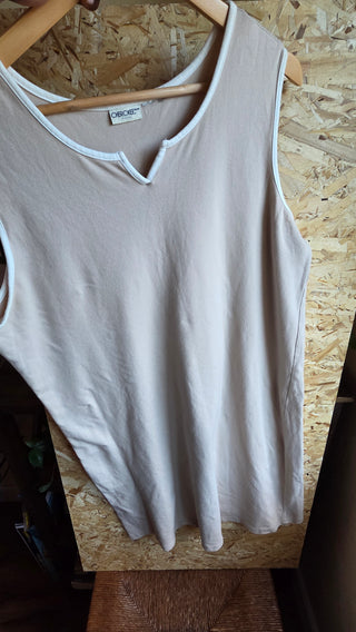 Vintage Tan Sleeveless Shirt Dress (L)
