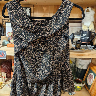 25% OFF - Women's - Black Peplum Tank w/ Brown Floral Detail  (S)