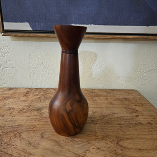 SALE - Dark Wooden Curved Taper Candleholder
