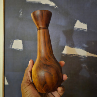 SALE - Dark Wooden Curved Taper Candleholder