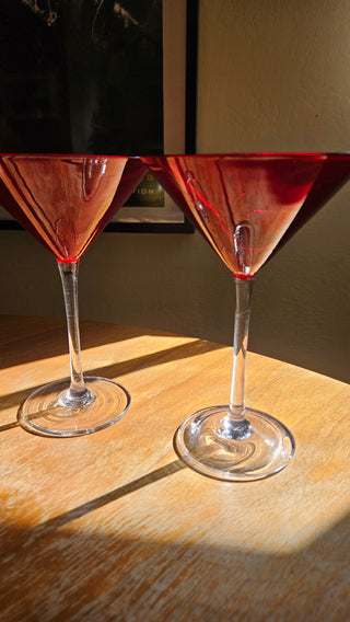SALE - Retro Red Martini Glasses - Set of 2