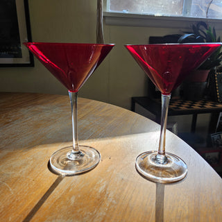SALE - Retro Red Martini Glasses - Set of 2
