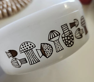 SALE - Mushroom Glasbake Crock
