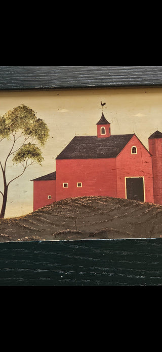 SALE - Red Barn Scene - Framed Artwork