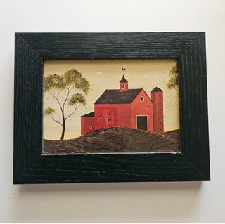 SALE - Red Barn Scene - Framed Artwork