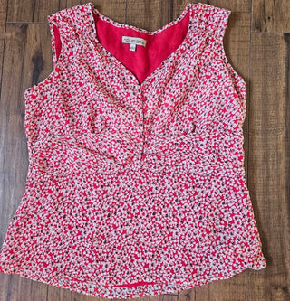 Women's - Notations - Red & White Floral Tank Blouse (L)