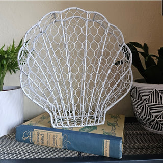 25% OFF - White Metal Clamshell Wire Basket