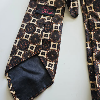 30% OFF - Men's - Vintage Robert Talbot - Brown + Tan Geometric Necktie