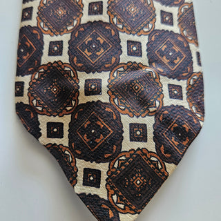 30% OFF - Men's - Vintage Robert Talbot - Brown + Tan Geometric Necktie