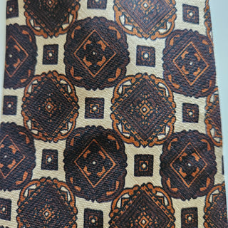 30% OFF - Men's - Vintage Robert Talbot - Brown + Tan Geometric Necktie