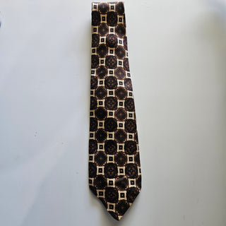 30% OFF - Men's - Vintage Robert Talbot - Brown + Tan Geometric Necktie