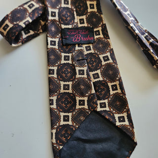 30% OFF - Men's - Vintage Robert Talbot - Brown + Tan Geometric Necktie