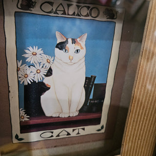 SALE - Calico Cat - Cat Shadowbox - Framed Art