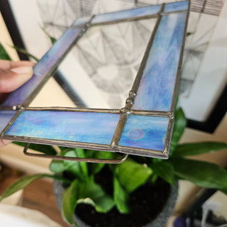 SALE - Handcrafted Retro Blue Stained Glass Mirror
