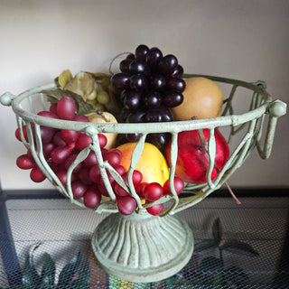 35% OFF - Sage Green Painted Wrought Iron Fruit Basket/Bowl