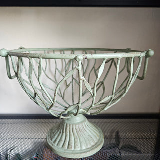 35% OFF - Sage Green Painted Wrought Iron Fruit Basket/Bowl