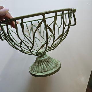 35% OFF - Sage Green Painted Wrought Iron Fruit Basket/Bowl