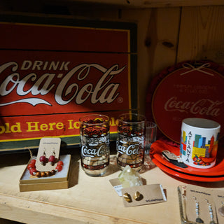SALE - Vintage Coca-Cola Stained Glass Style Glasses - Set of 2