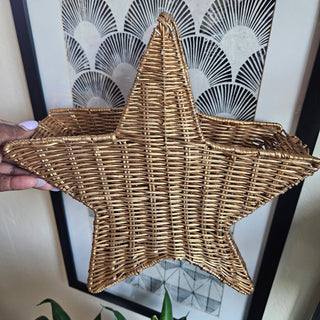Star Shaped Gold Wicker Basket (Large)