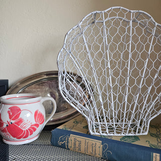 25% OFF - White Metal Clamshell Wire Basket