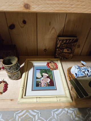SALE - Bamboo Framed Hula Girl Artwork