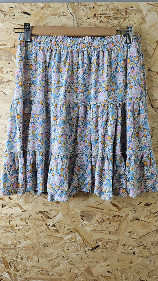 Women's - White Floral Tiered Skirt (S)