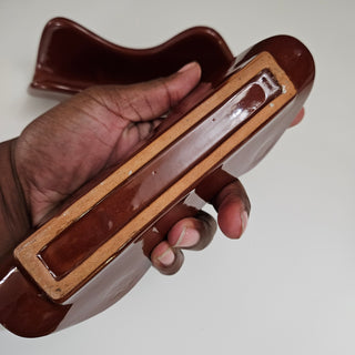 SALE - Glazed Brown Ceramic Taco Stand Holder