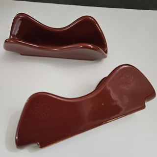 SALE - Glazed Brown Ceramic Taco Stand Holder