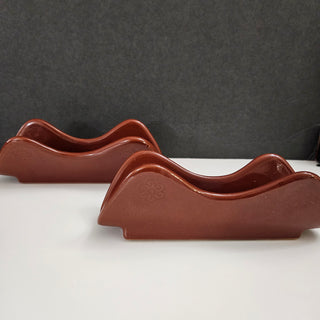 SALE - Glazed Brown Ceramic Taco Stand Holder