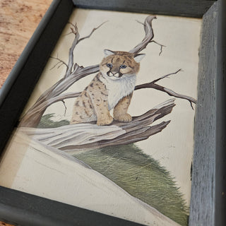 SALE - Cheetah Cub Framed Lithograph Print Art