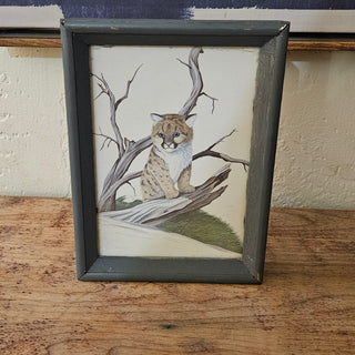 SALE - Cheetah Cub Framed Lithograph Print Art