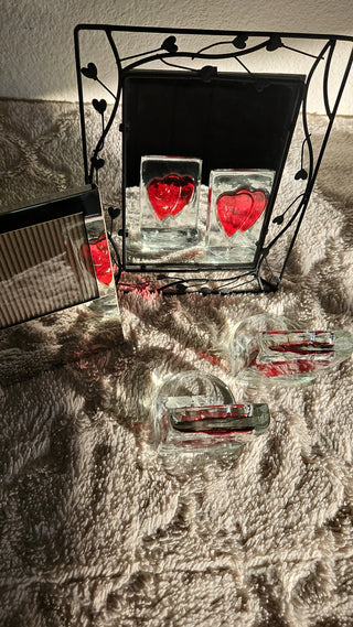 SALE - Retro Black Iron Heart Garland Framed Mirror
