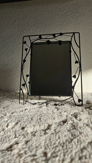 SALE - Retro Black Iron Heart Garland Framed Mirror