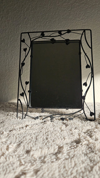SALE - Retro Black Iron Heart Garland Framed Mirror