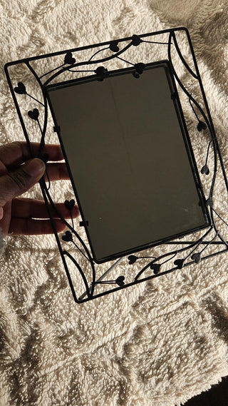 SALE - Retro Black Iron Heart Garland Framed Mirror