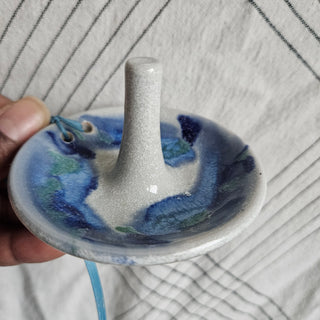 NEW - Studio Pottery - Glazed  Blue Ring Dish