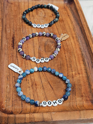 30% OFF - bri.craftique -BOHO - Jasper Stone x Word Beaded Bracelet