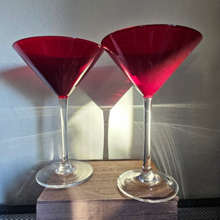 SALE - Retro Red Martini Glasses - Set of 2