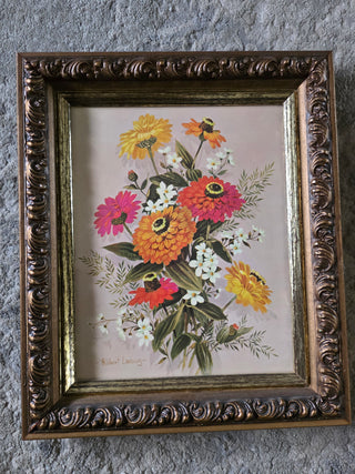 VTG 70's Robert Laessig  Flower Framed Art