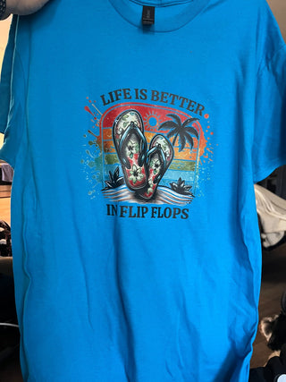 large , blue, life is better in flip flops.