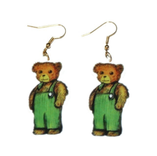 Corduroy bear earrings|70529