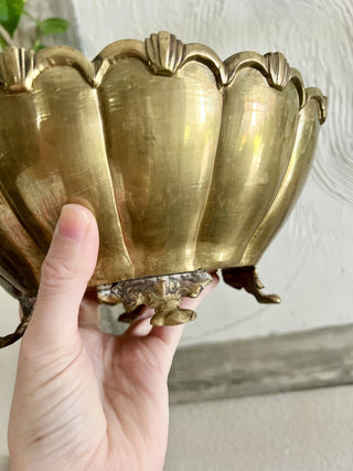 Brass Footed Scalloped Oval Bowl MTS|113474