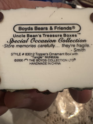 Boyds Treasure Box 83012 Topper's Ornament Box Tangle McNibble SOC Christmas #62 VV MTS|93296