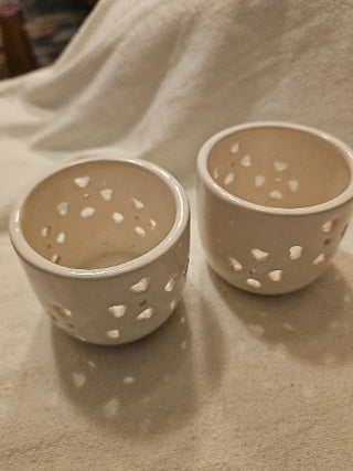 White Heart candle holders