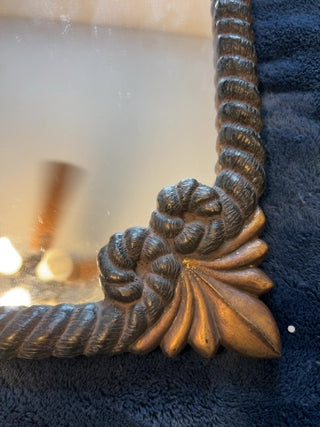 JP 13.5” x 11” decorative wall mirror framed styled rope border