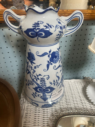 Blue and White Floral Vase.  MTS|99899