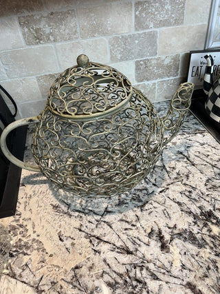 Large Green Metal Teapot Shaped Container RCD|78285