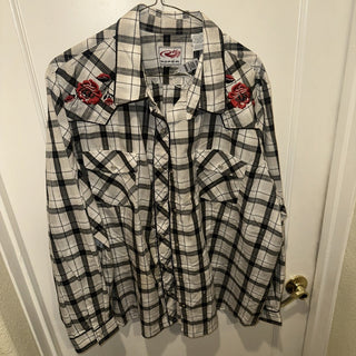 Roper Women's Western Checkers with embroidered roses Size XL  #62 VV MTS