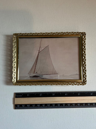 Antique gold sailboat picture frame RSV|54219