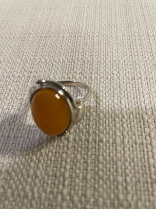 Butterscotch Amber sterling silver ring size 10 RSV
